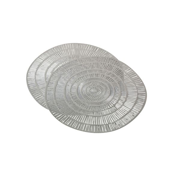 Lot de 2 sets de tables m&eacute;tallis&eacute;s (argent&eacute;)