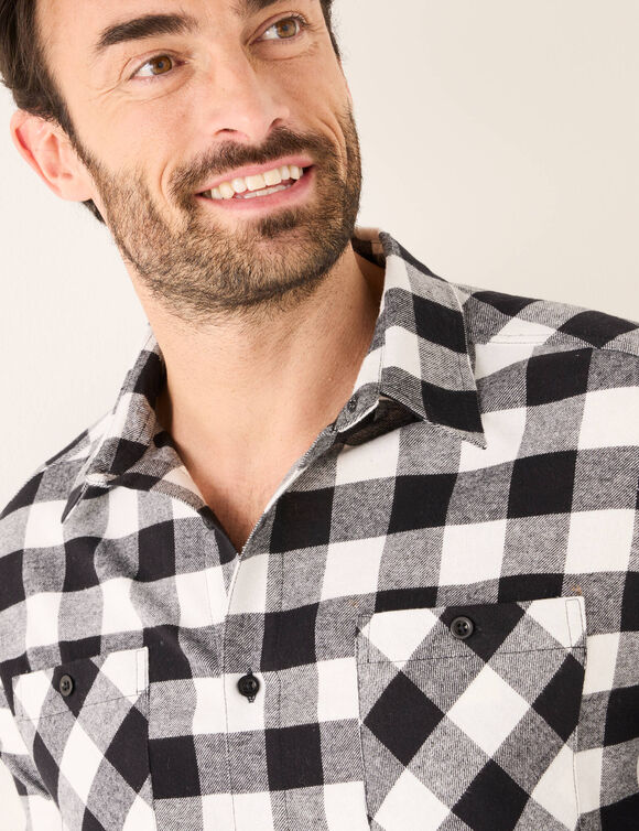 Chemise carreaux &eacute;cossais flanelle (blanc / noir)