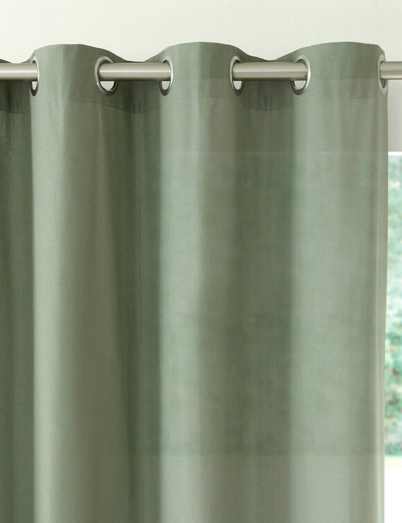 Rideau bachette uni tamisant oeillets (eucalyptus)