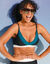 Bikinibeha met colorblock - vaste cups (zwart / smaragd)