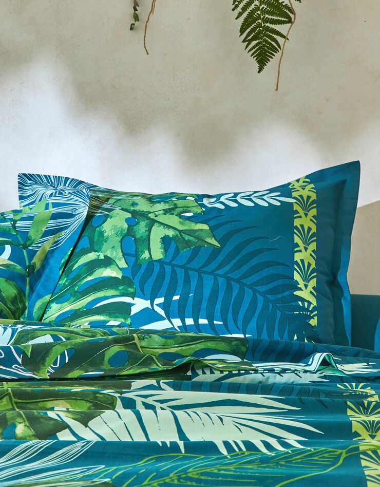 Bedlinnen Cayenne, in katoen met palmboomprint (groen)