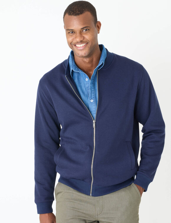 Sweat col bomber enti&egrave;rement zipp&eacute; uni (marine)