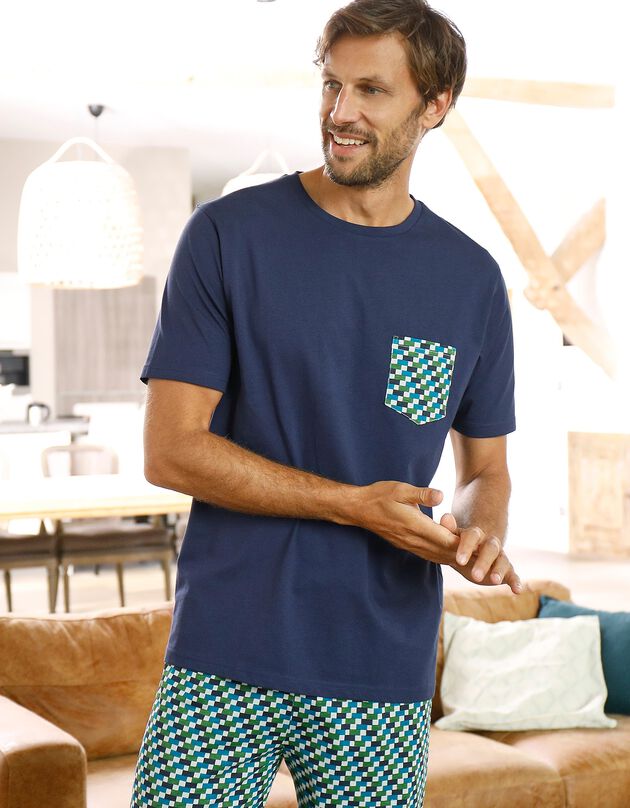 Tee-shirt pyjama manches courtes marine (marine)