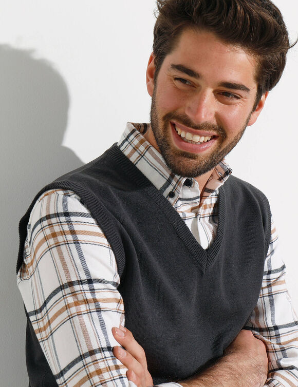 D&eacute;bardeur col V (anthracite)