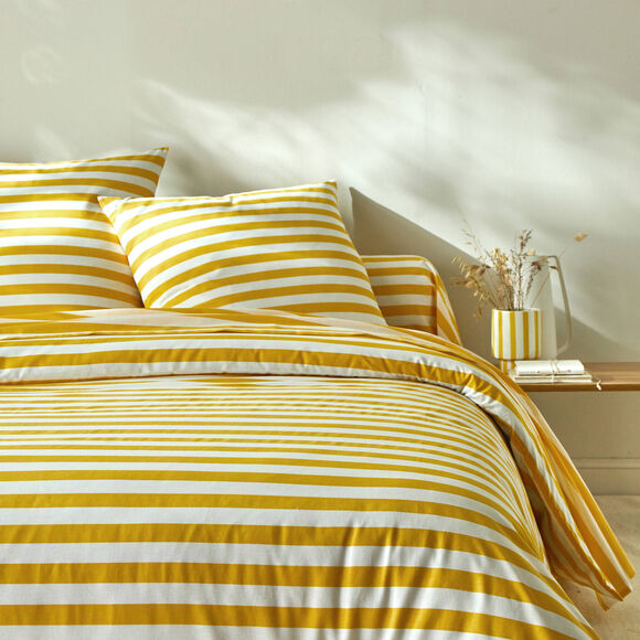 Linge de lit Romy rayé - en coton (jaune)