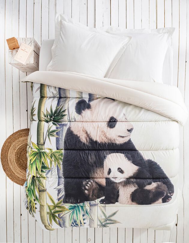 Couette microfibre impression photo pandas 400 g/m² (vert / noir)