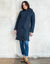 Gematelasseerde parka in microvezel (marine)