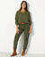 7/8-broek, velours (kaki)