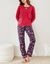 Pantalon pyjama imprim&eacute; floral (marine / rouge)