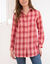 Lang flanel overhemd met geruite motief (framboos)