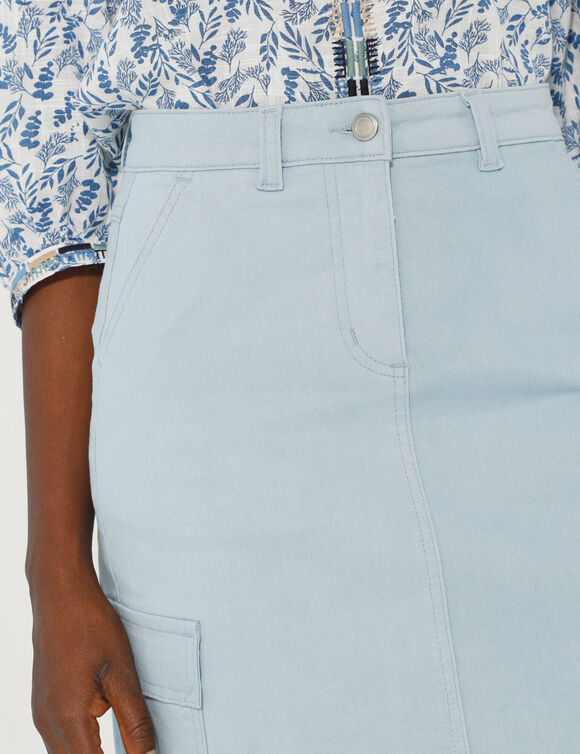 Jupe cargo, twill stretch (bleu ciel)