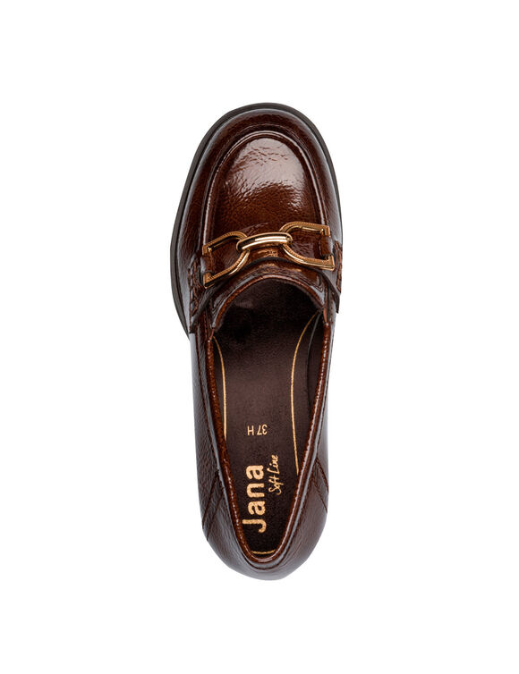 Mocassins met hak, met een brede hak (chocolade)