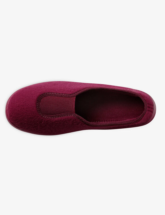 Chaussons ballerines unis - polaires élastiquées (prune)