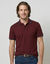 Effen polo in piqu&eacute;tricot met korte mouwen (bordeaux)