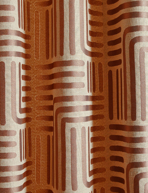 Gordijn in jacquard met lijnenprint (terracotta)