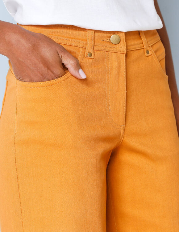 Pantalon couleur coupe large 5 poches (safran)