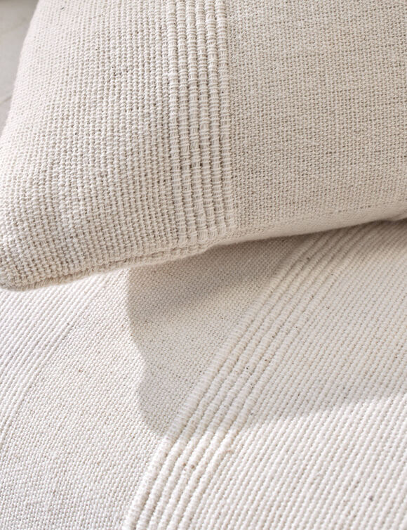 Housse coussin unie coton tissage artisanal - lot de 2 (écru)