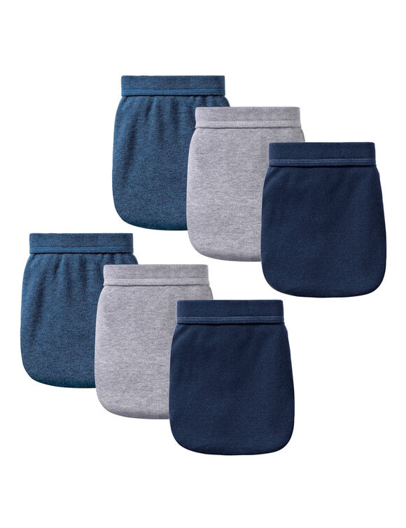 Slip ouvert taille haute uni - lot de 6 (bleu / gris)