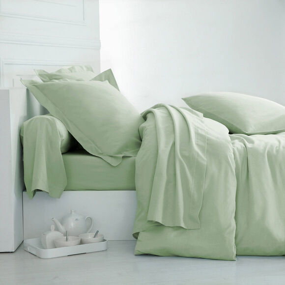 Linge de lit uni - coton 57 fils/cm&sup2; (vert amande)