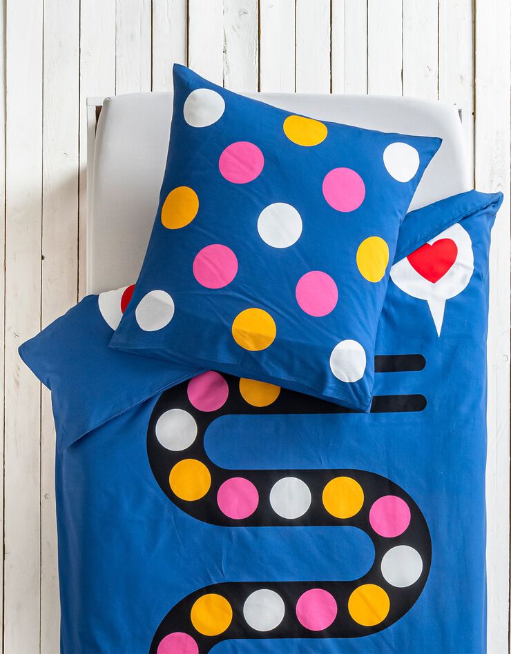 Linge de lit Serpent 1 personne en coton, collection enfant LEM (bleu)