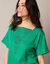 Geborduurd T-shirt in fifties model, ruime korte mouwen (groen)