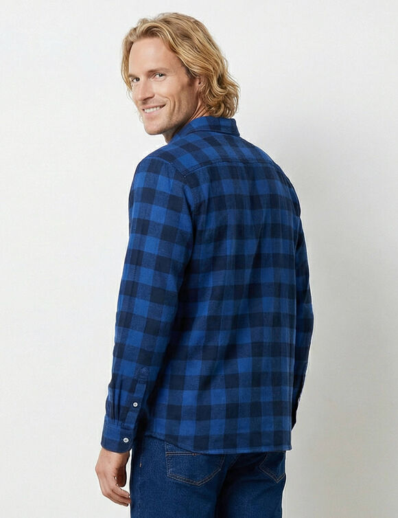 Chemise carreaux &eacute;cossais flanelle (bleu / marine)
