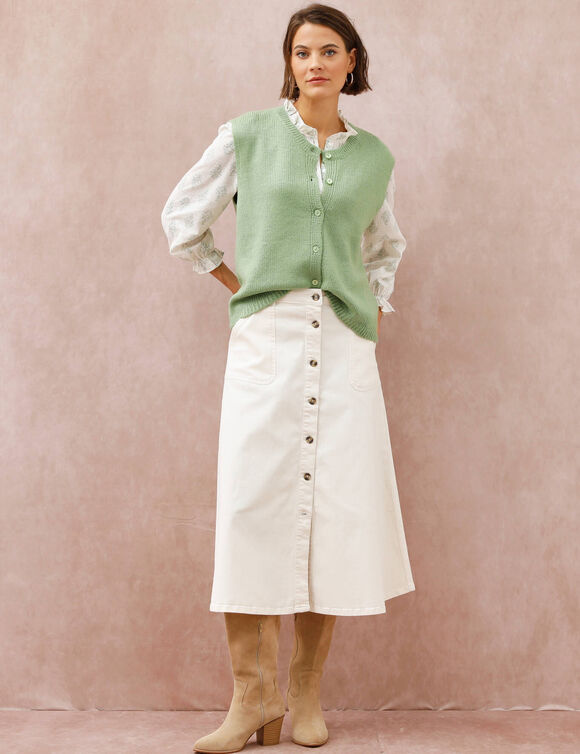 Gilet boutonn&eacute; sans manches (vert)