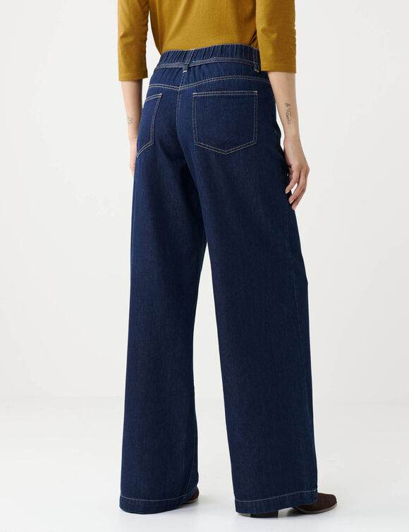 Jean large taille haute semi-&eacute;lastiqu&eacute;e &agrave; nouette (brut)