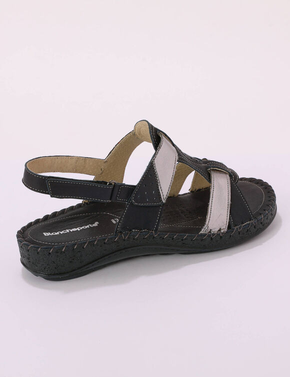 Sandales bicolores en cuir extra souple (marine)