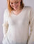 Trui met V-hals, patenttricot met zachte touch (ecru)
