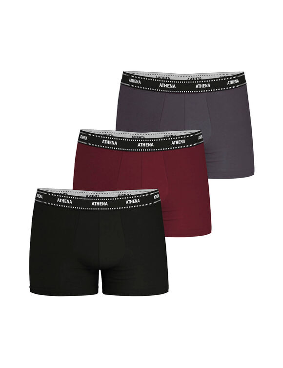 Set van 3 boxershorts Ecopack (bordeaux + grijs + zwart)