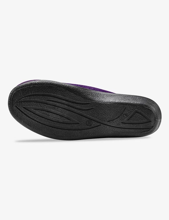 Chaussons mules - fourrés laine (prune)