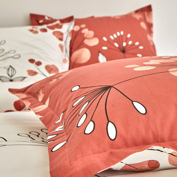 Linge de lit Danae en coton imprimé (terracotta)