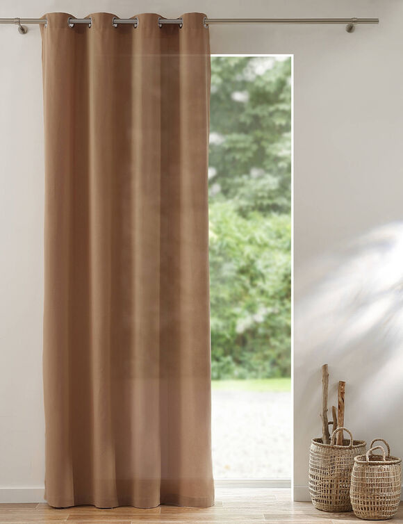 Rideau bachette uni tamisant oeillets (taupe)