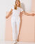 Joggpant in molton met elastische taille (wit)