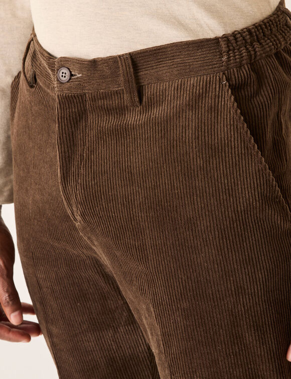 Pantalon ville velours côtelé élastiqué côtés (châtaigne)