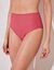 Maxi zwemslip met hoge taille, in honingraattricot, Vilorio (DONKERROZE)