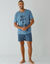 Shortama met ronde hals en letterprint (blauw / marine)