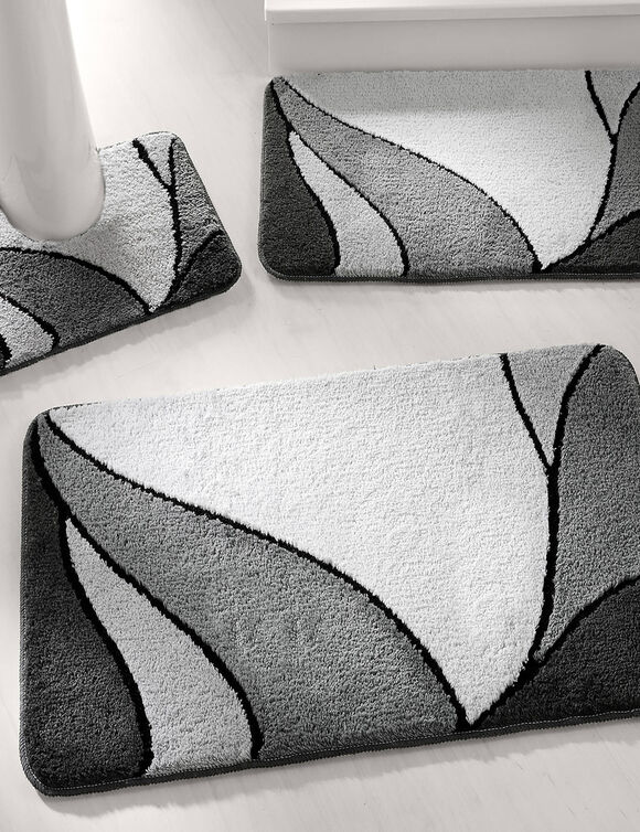 Tapis de bain motif végétal (gris)