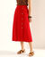 Jupe unie en coton-lin, boutonnage fantaisie (rood)