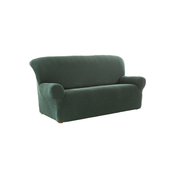 Housse texturée bi-extensible spéciale canapé fauteuil à accoudoirs (vert)