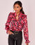 Blouse bedrukt met een kraag met ruches (pruim / rood)