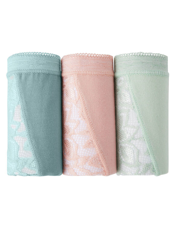 Culotte midi dentelle - lot de 3 (amande + rose + vert)