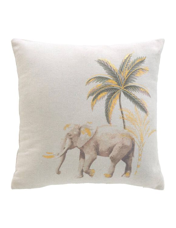 Coussin imprimé métallisé savane (naturel)