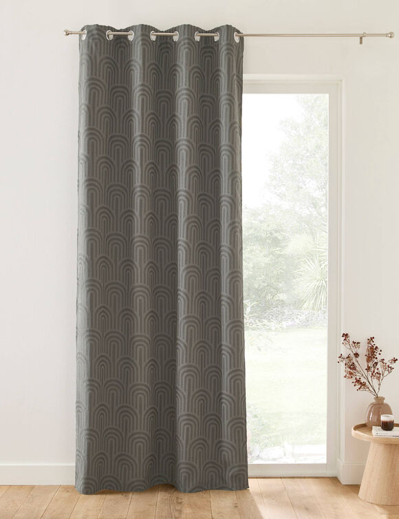 Isolerend gordijn met jacquard-motief van bogen (antraciet)