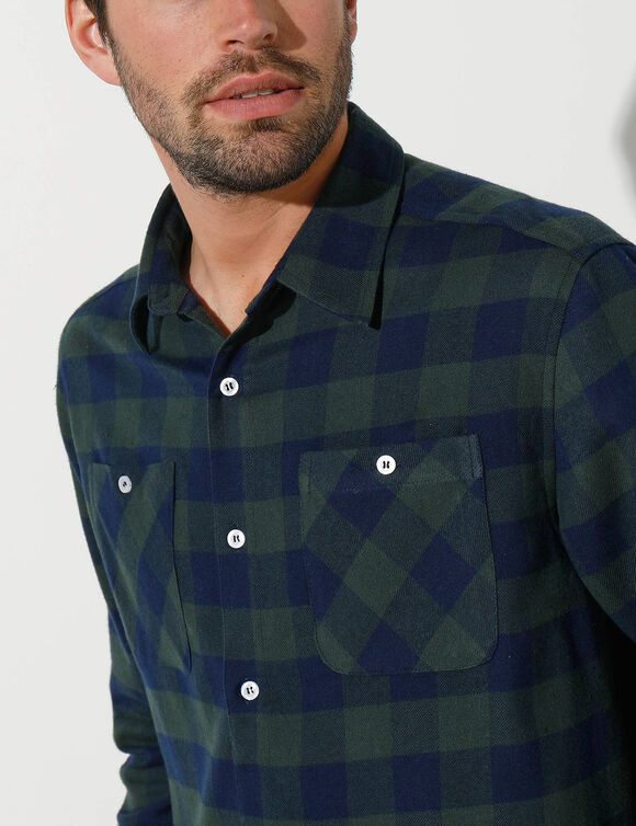 Hemd in flanel met Schotse ruiten (groen / marine)