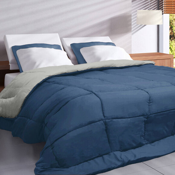 Couette unie douceur microfibre r&eacute;versible 400g/m&sup2; (ivoire / bleu)