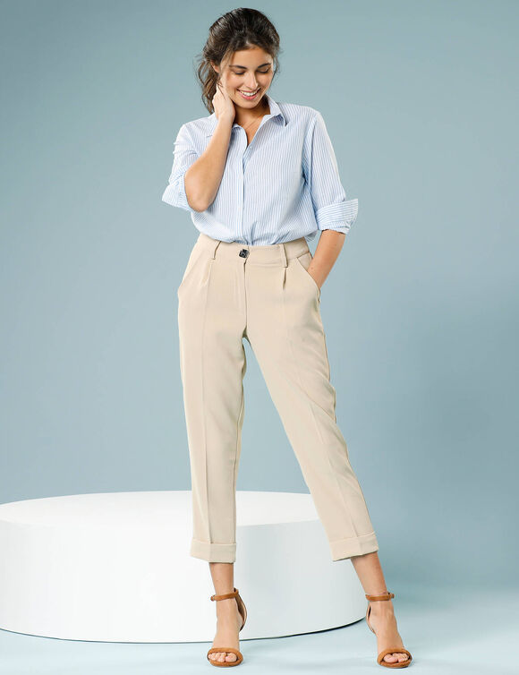 Pantalon 7/8ème fuselé, Spécial Petites (sable)