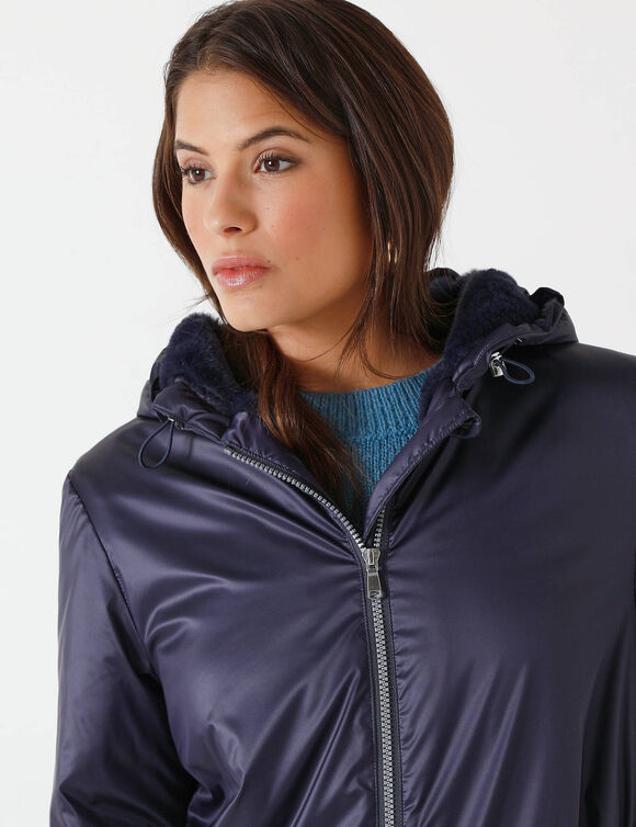 Parka imperméable fourrée, mi-longue (marine)