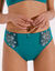 Slip in microvezel en geborduurde tule Caminata (smaragd)